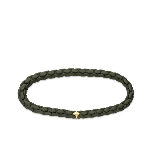Khaki Ceramic Bracelet with Yellow Gold Detail