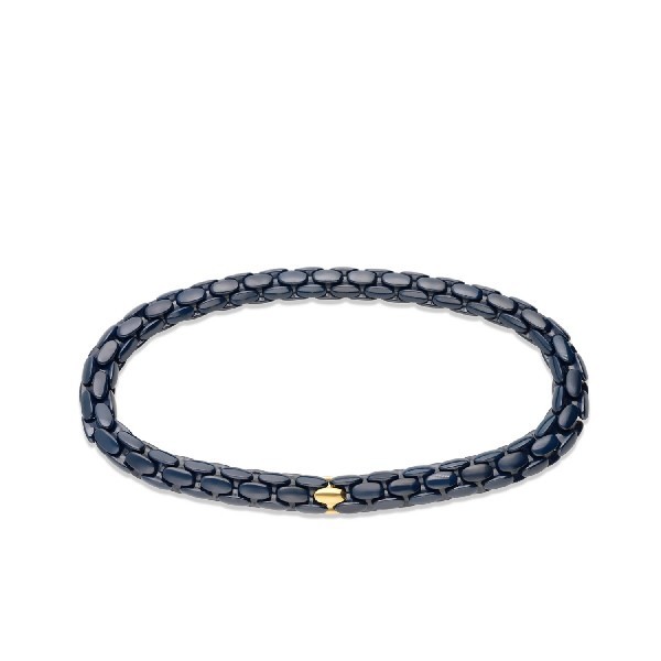 Blue Ceramic Bracelet with Yellow Gold Detail
