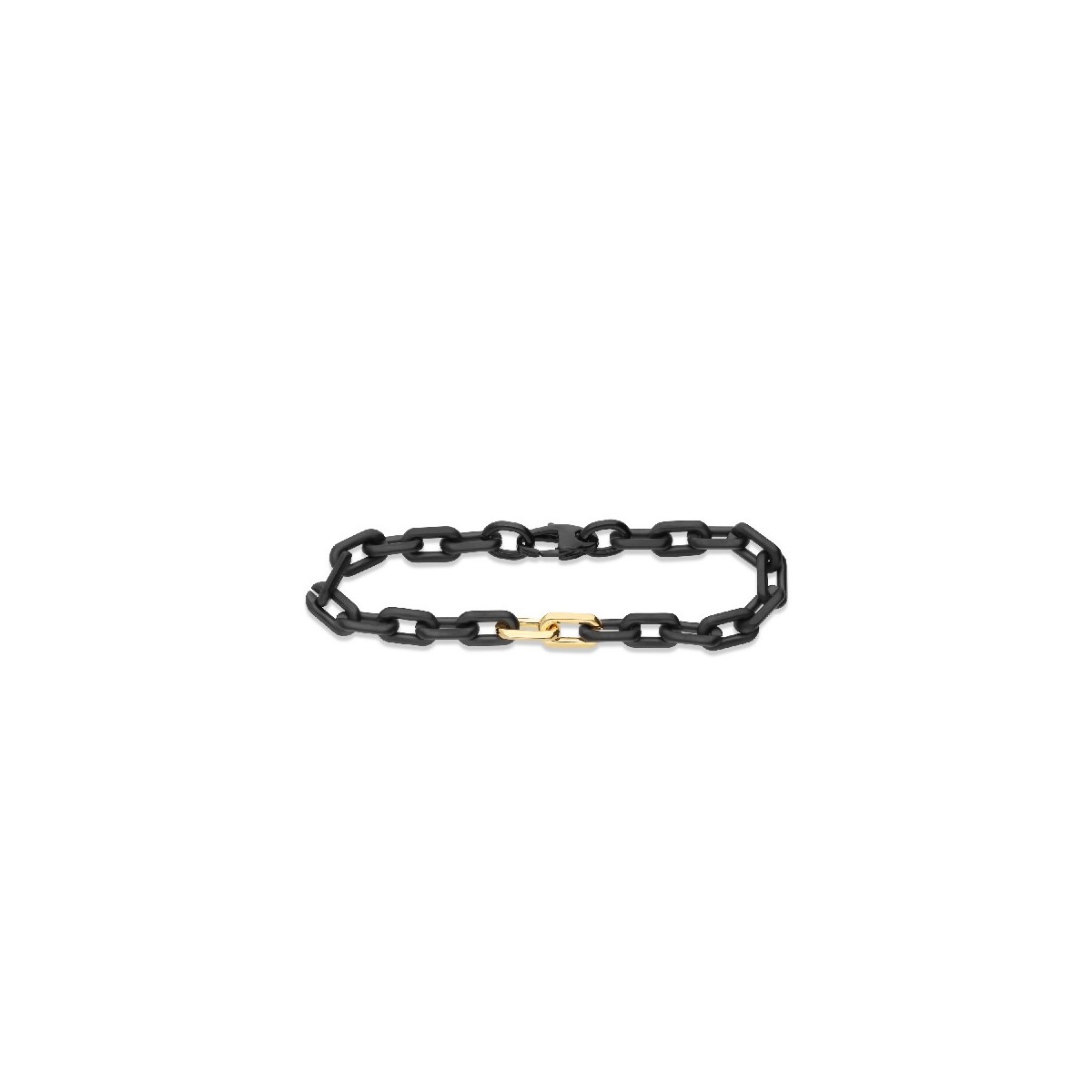 Grey Ceramic Bracelet with Two Yellow Gold Details