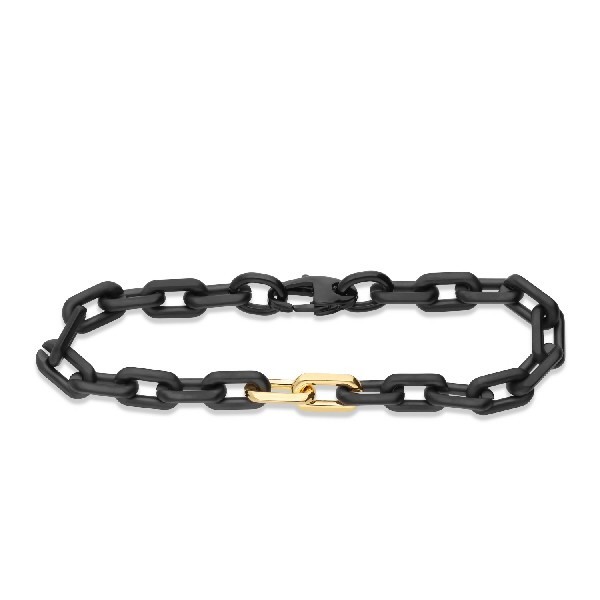Grey Ceramic Bracelet with Two Yellow Gold Details