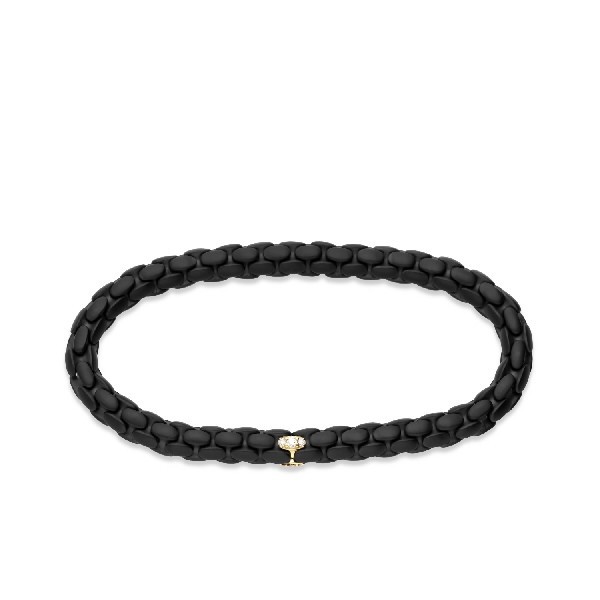 Gray Ceramic Bracelet with Diamonds and Yellow Gold