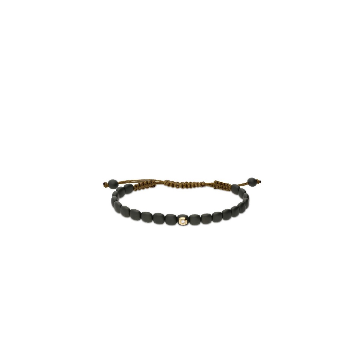 Green Ceramic Bracelet with Yellow Gold and Central Diamond