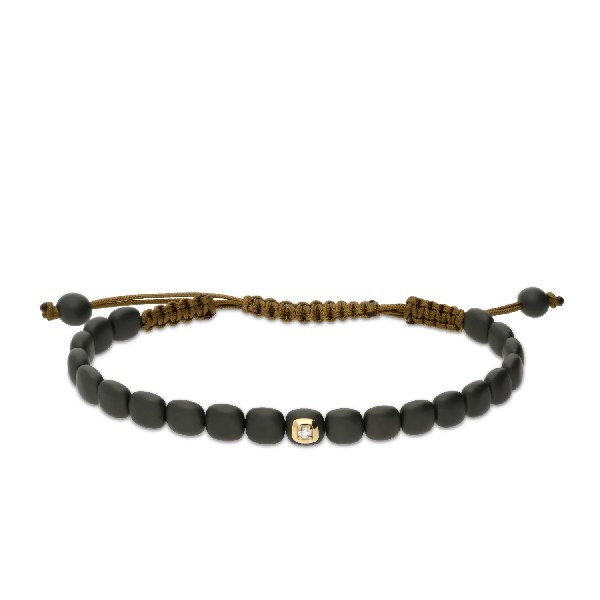 Green Ceramic Bracelet with Yellow Gold and Central Diamond