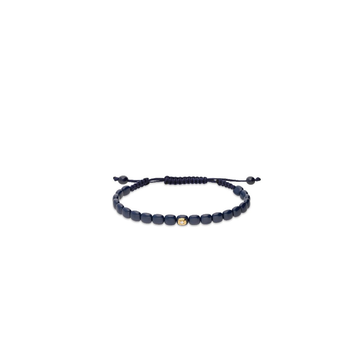 Blue Ceramic Bracelet with Yellow Gold and Central Diamond – Grau