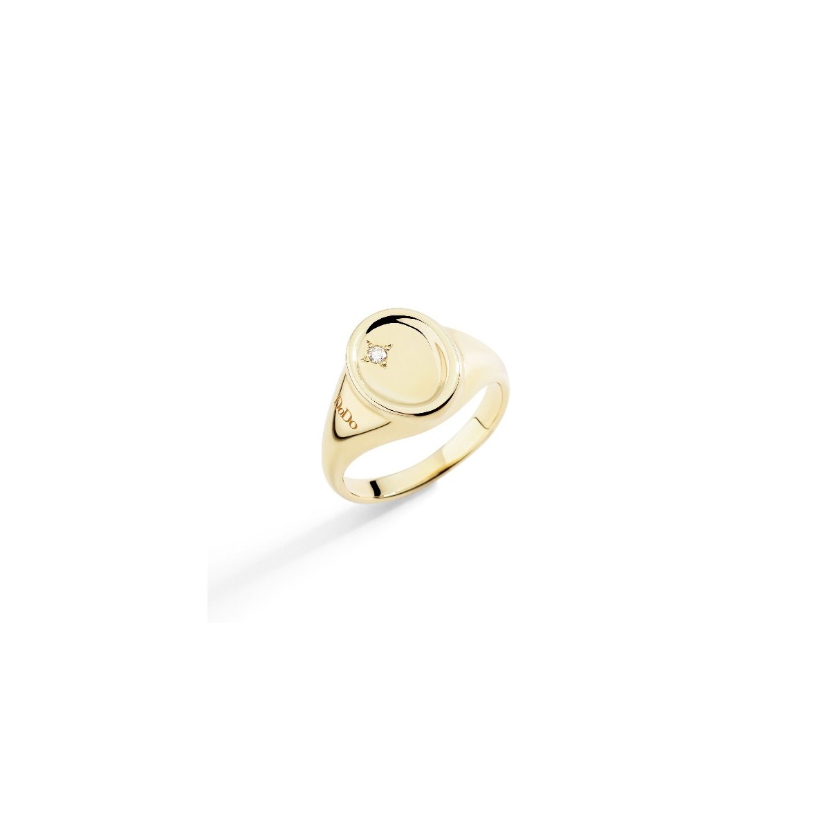 Yellow Gold Signet Ring with White Diamonds