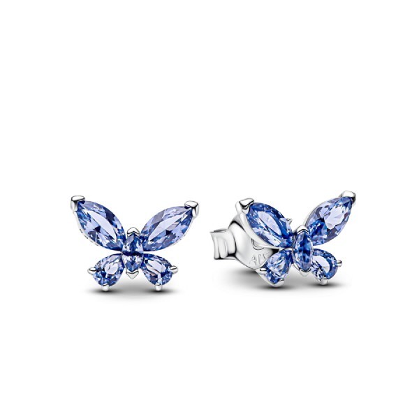 Arracades de Botó Papallona Blava