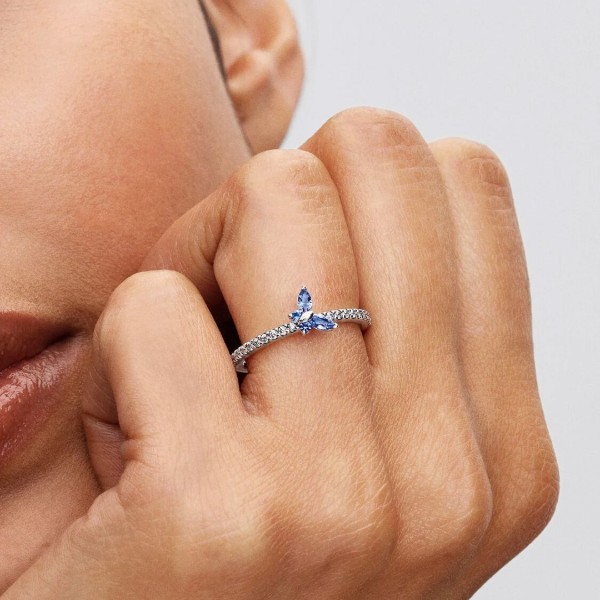 Anell Papallona Blava Brillant