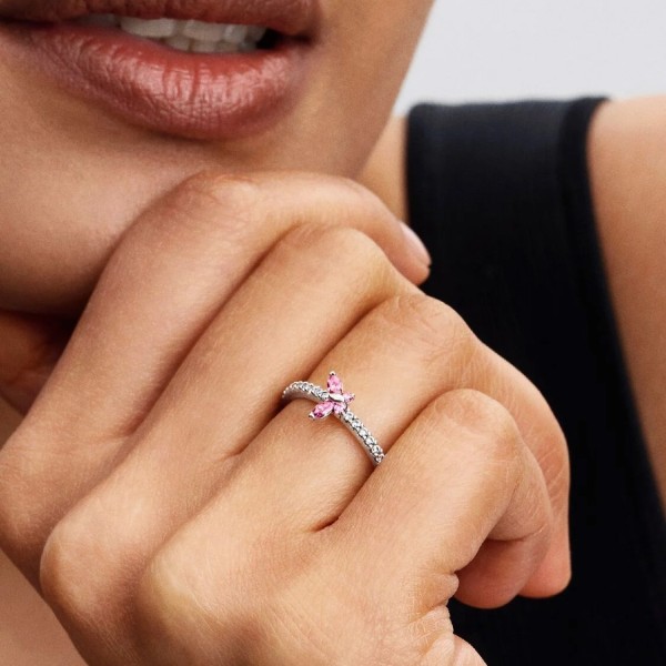 Anell Papallona Rosa Brillant