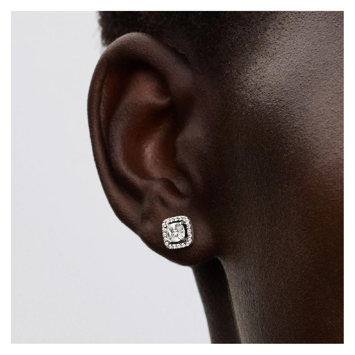 Arracades de Botó Halo Quadrat Brillant