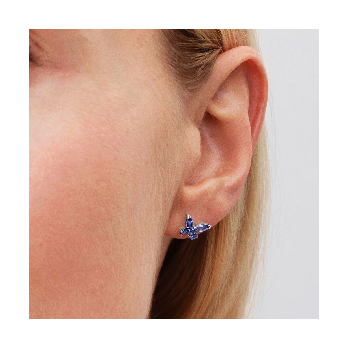 Arracades de Botó Papallona Blava