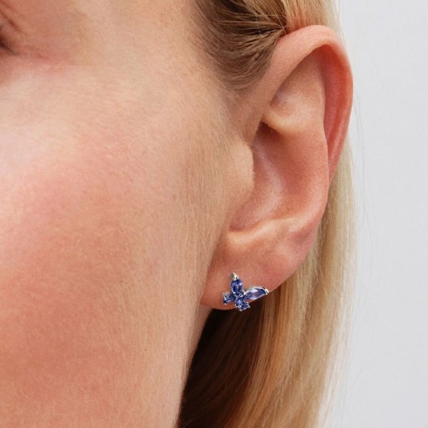 Arracades de Botó Papallona Blava