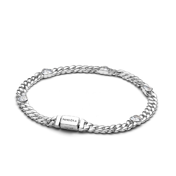 Pulsera de Cadena Cubana con Corazones | Joyería Grau Online