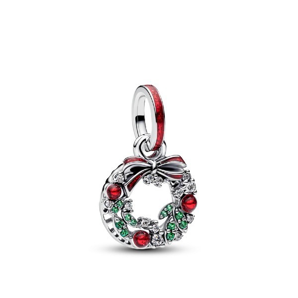 “Double Holiday Wreath” Dangle Charm