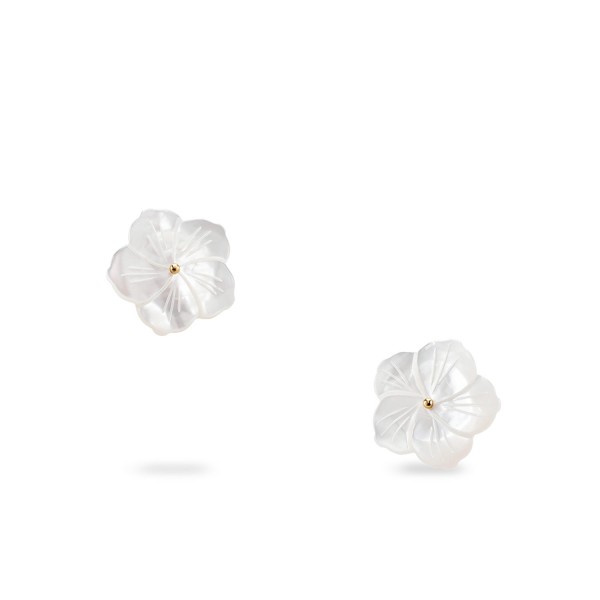 Pendientes Flor de Nácar Blanco