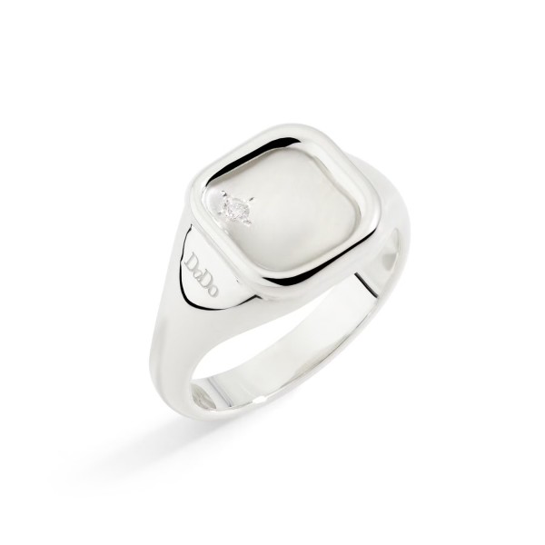 Anell de Segell en Plata amb Diamants blancs