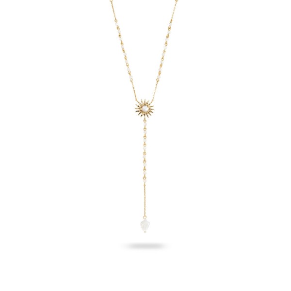 TIARE Long Necklace White / Gold – Agatha