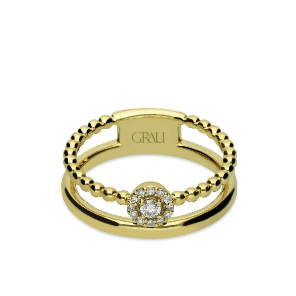 Anell Doble Cèrcol Rosetó Or Groc i Diamants