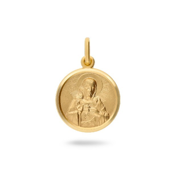 Sacred Heart of Jesus Pendant in Yellow Gold Ø17
