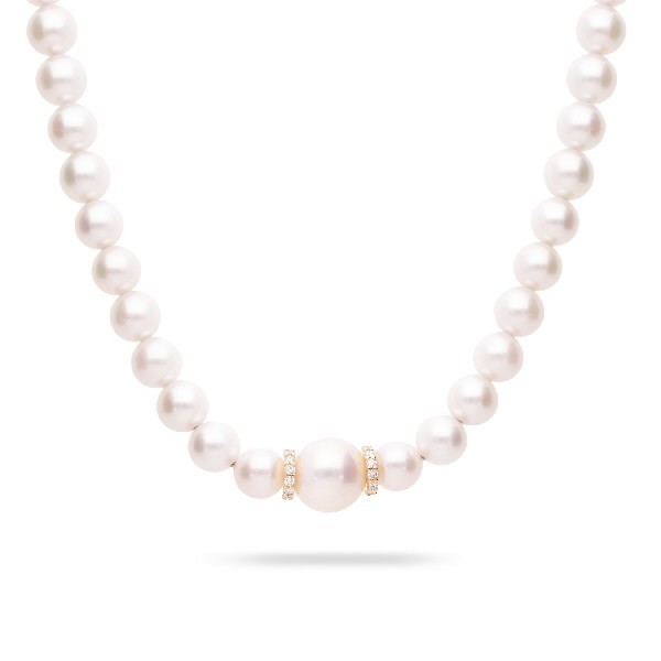 Pearl choker with Diamonds and rose Gold