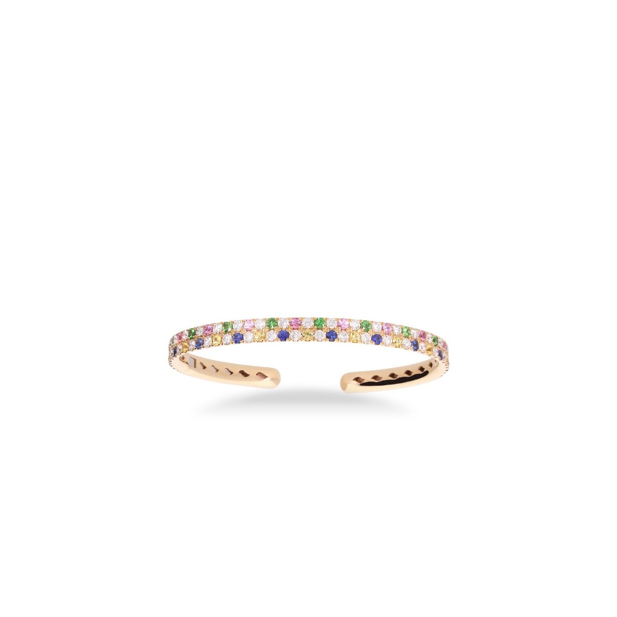 Rainbow slave bracelet with diamonds and sapphires in rose gold