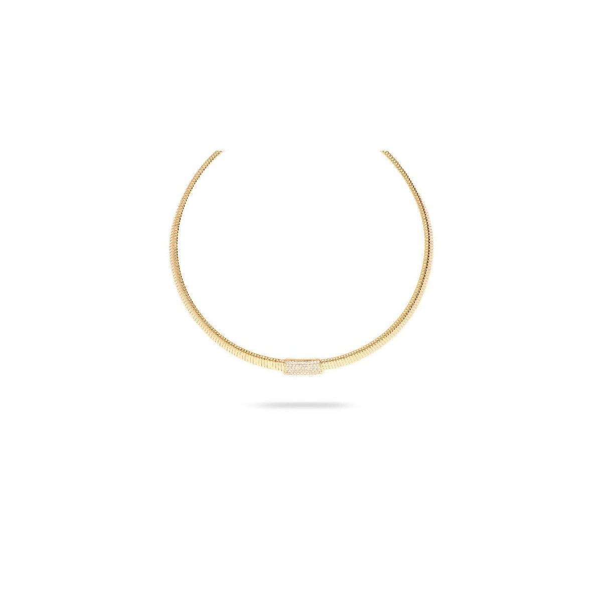 Tubogas necklace in Yellow Gold with Diamond button