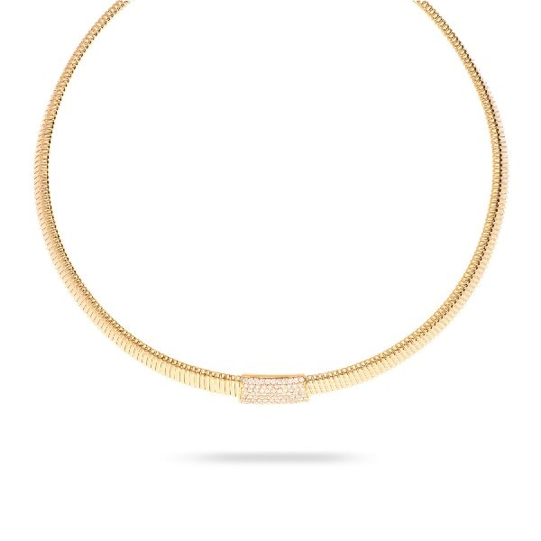 Tubogas necklace in Yellow Gold with Diamond button