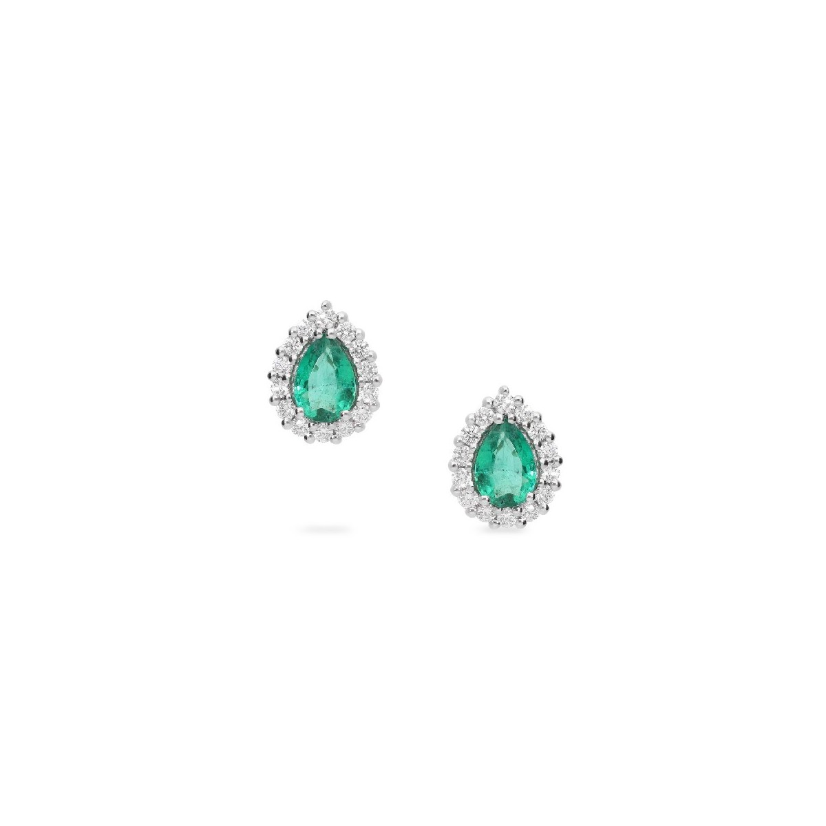Rosette earrings with emerald (0.76ct) and diamonds (0.28ct)