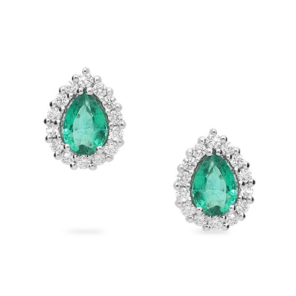 Rosette earrings with emerald (0.76ct) and diamonds (0.28ct)