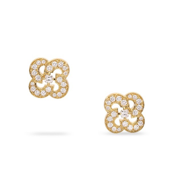 Clover Earrings in Yellow Gold with Diamonds