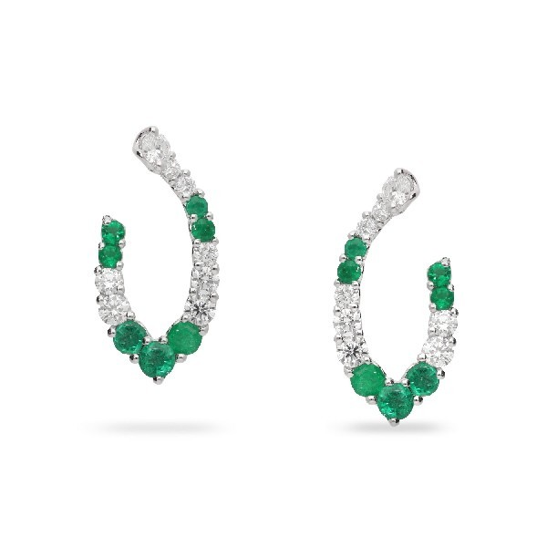 White Gold Grau Earrings with Emeralds (1.39ct) and Diamonds (1.32ct)