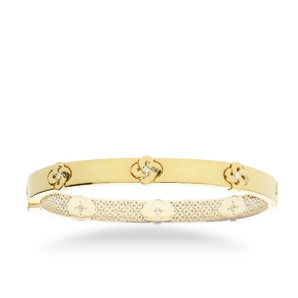 Yellow Gold Grau Clover Bracelet with Central Diamonds (0.19ct)