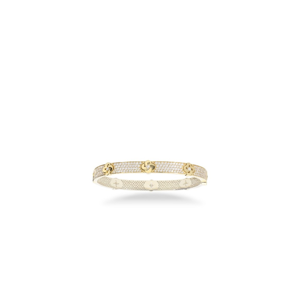 Grau Yellow Gold Slave Bracelet with Full Pavé (1.50ct) and Central Diamonds (0.22ct)