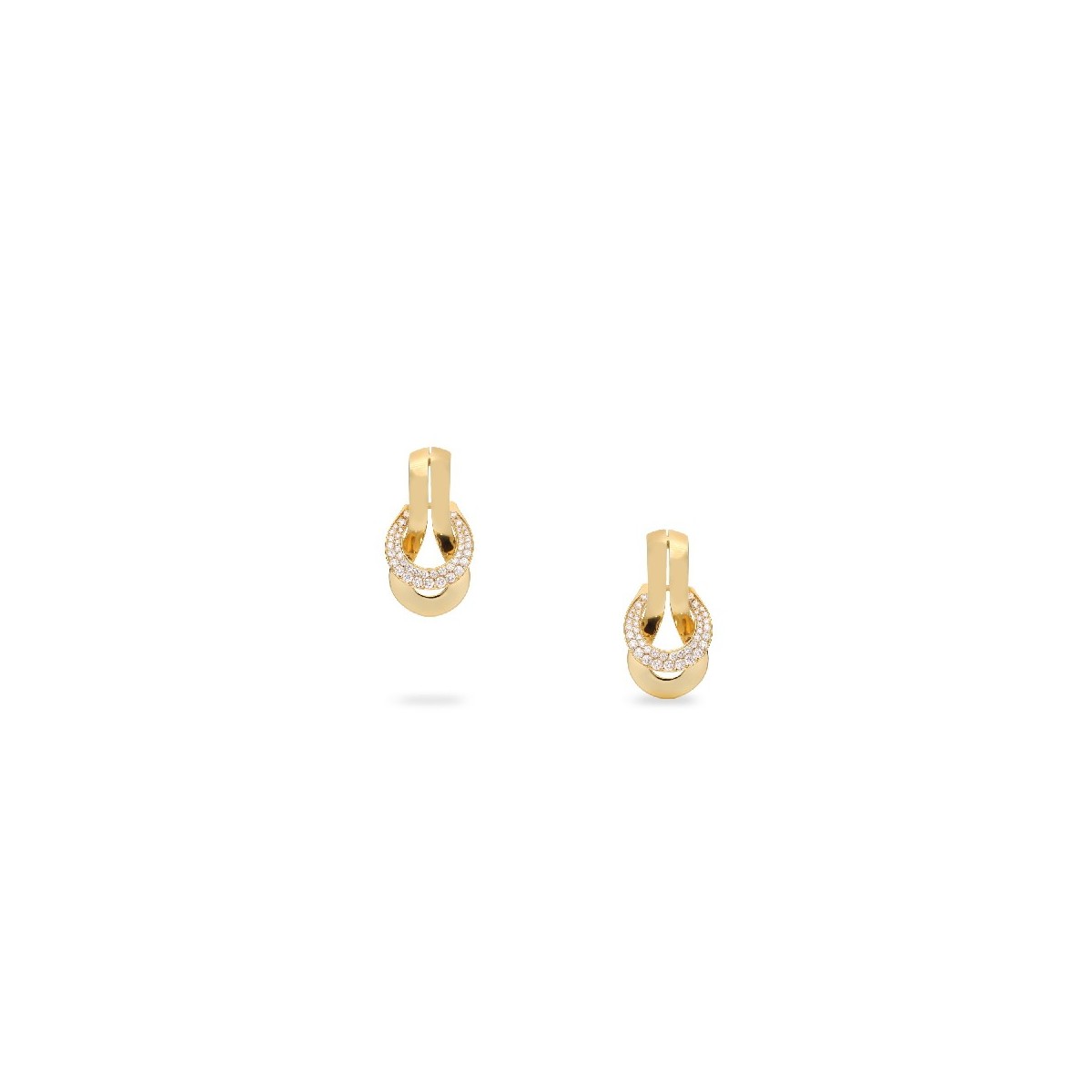 Earrings with bow in yellow gold and pavé diamonds 0.70 ct