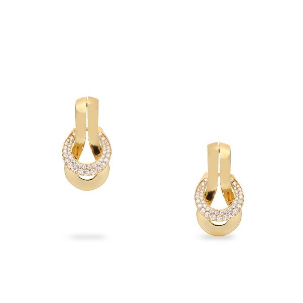 Earrings with bow in yellow gold and pavé diamonds 0.70 ct