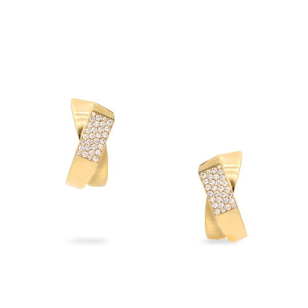 X-shaped earrings in yellow gold with 0.66 ct diamonds