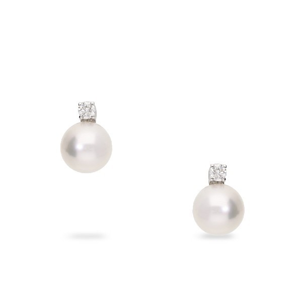 Earrings with 9 mm pearl and 0.20 ct diamond – Grau