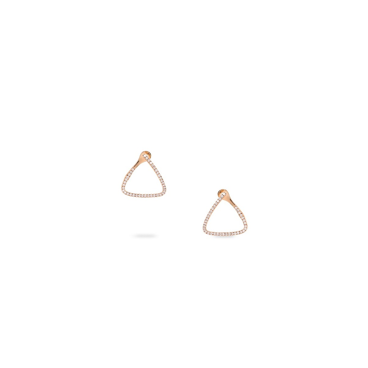 Rose gold triangular earrings with diamond outline (0.90ct)