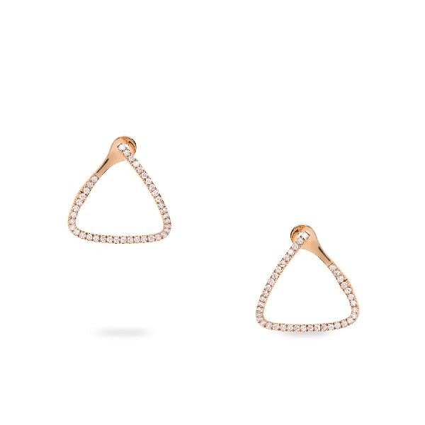 Rose gold triangular earrings with diamond outline (0.90ct)