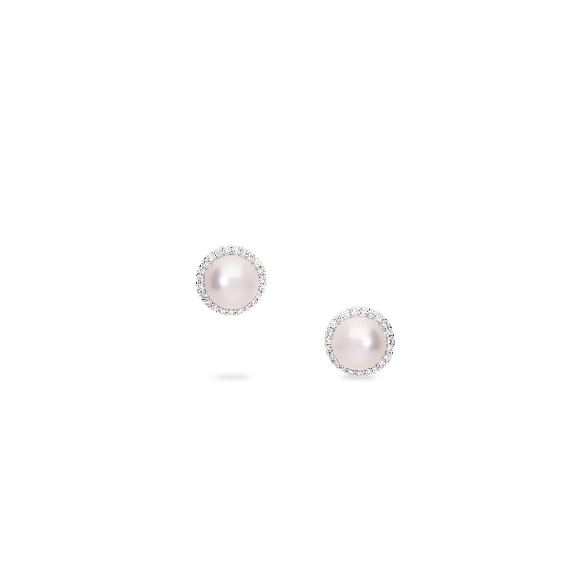 7 mm Pearl Stud Earrings with Diamond Halo – Grau