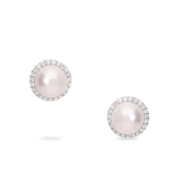 7 mm Pearl Stud Earrings with Diamond Halo – Grau