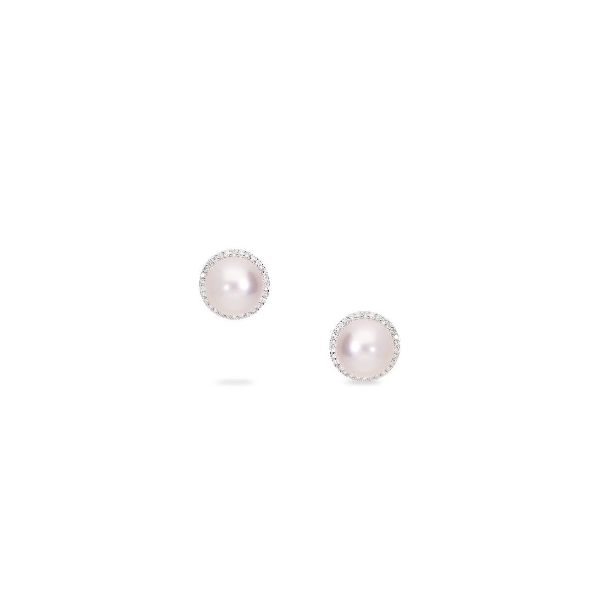 Pearl earrings 9 mm with a border of diamonds 0.30ct – Grau