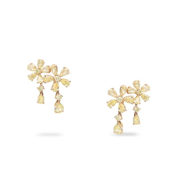 Rose Gold Floral Earring with Fancy Diamonds