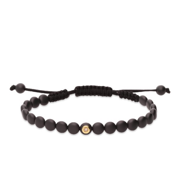 Polsera de Ceràmica Negra amb Diamant i Cordó Ajustable