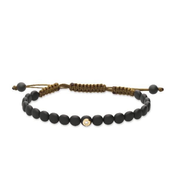 Polsera de Ceràmica Negra amb Diamant i Cordó Kaki