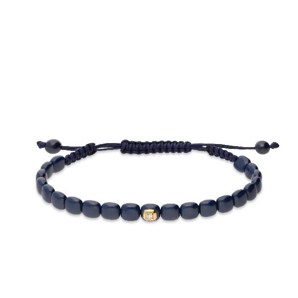 Polsera de Ceràmica Blava amb Diamant i Cordó Ajustable