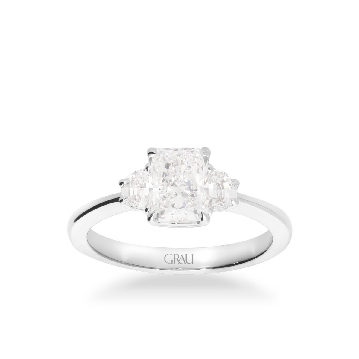 Anell Trilogy en Or Blanc amb Diamant Central 1,20 ct