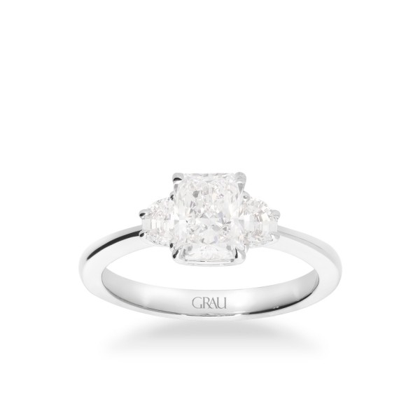 Anell Trilogy en Or Blanc amb Diamant Central 1,20 ct