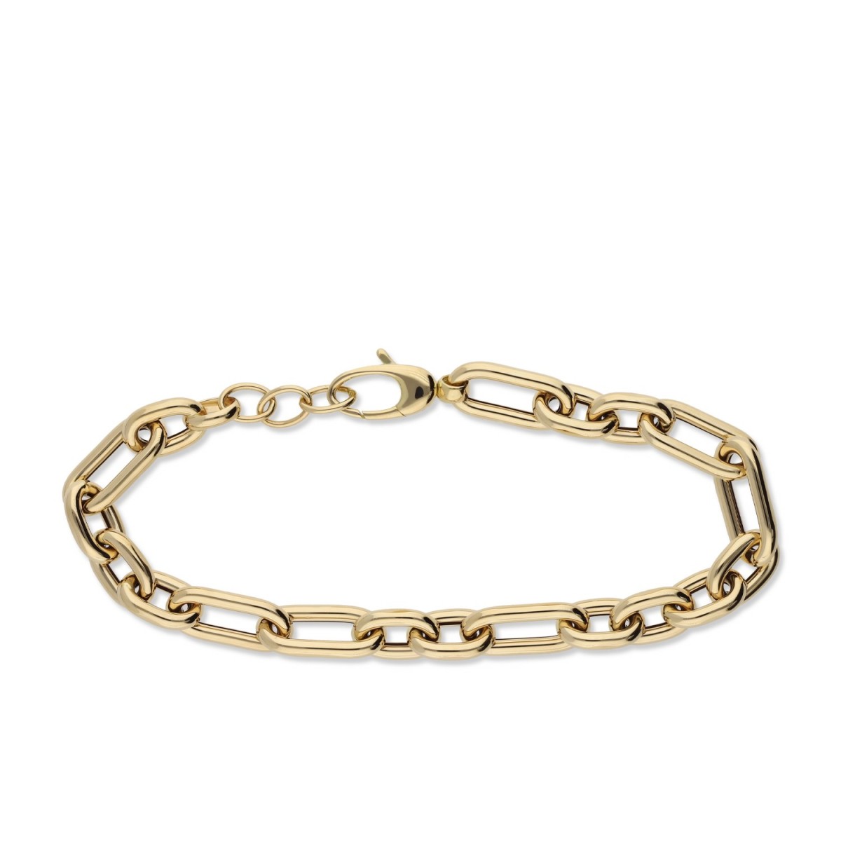 Polsera d’Or Groc amb Eslabons Combinats 20 cm