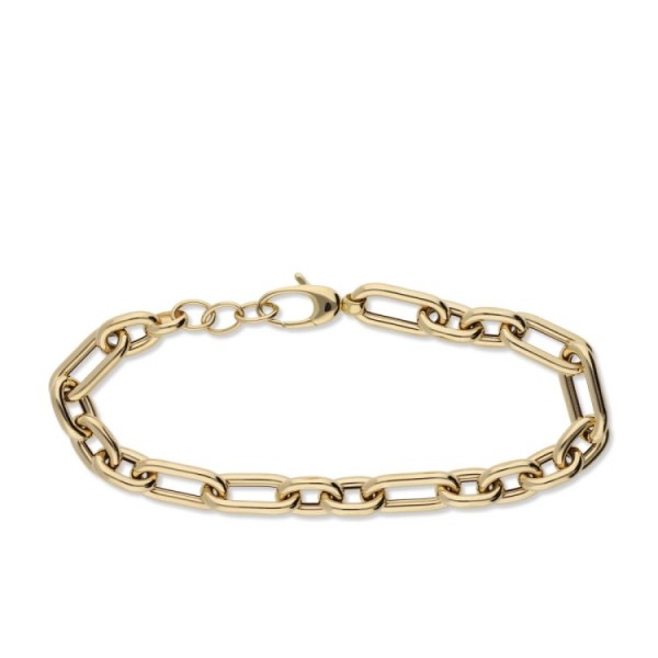 Polsera d’Or Groc amb Eslabons Combinats 20 cm