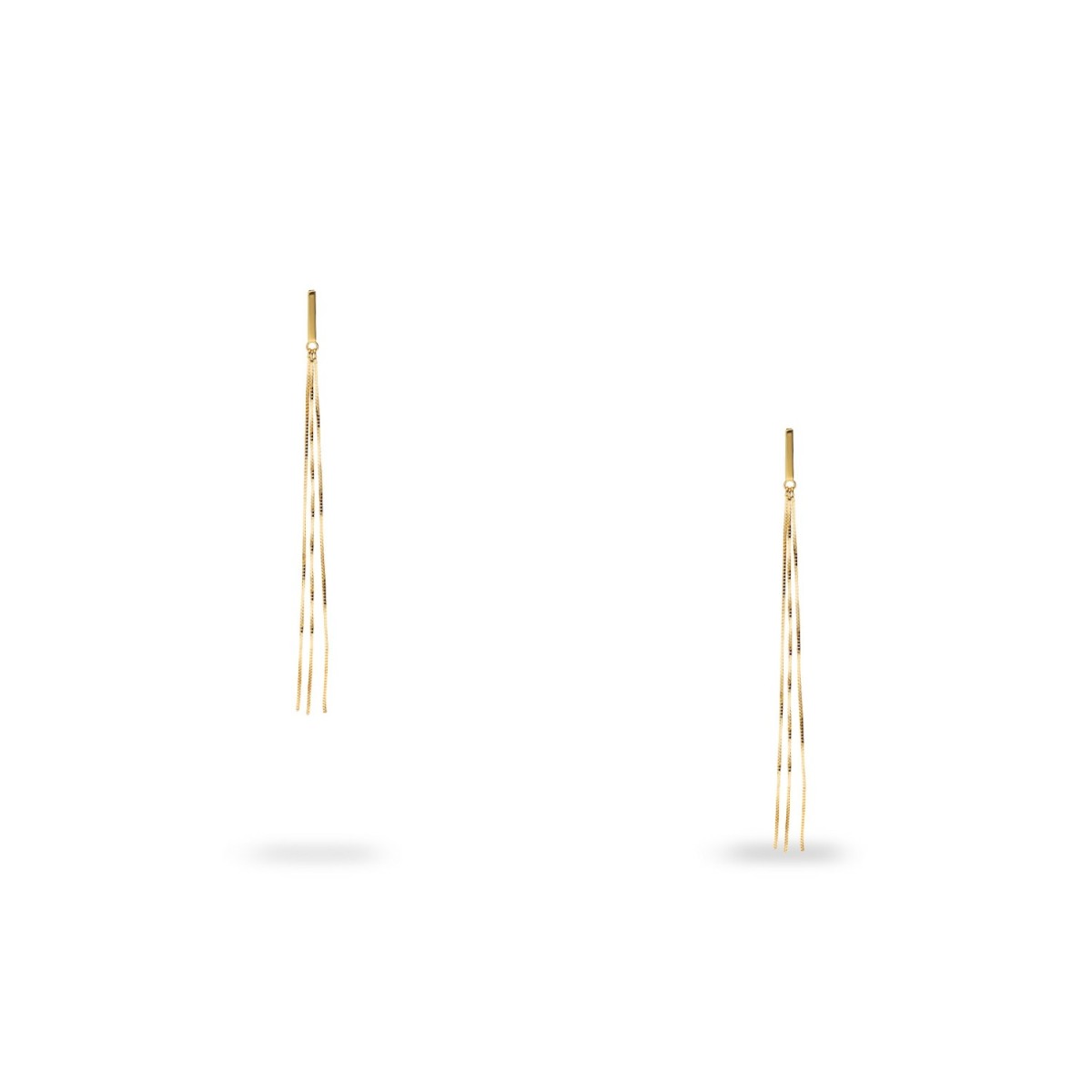 Arracades Llargues d’Or Groc amb Triple Cadena de 6 cm